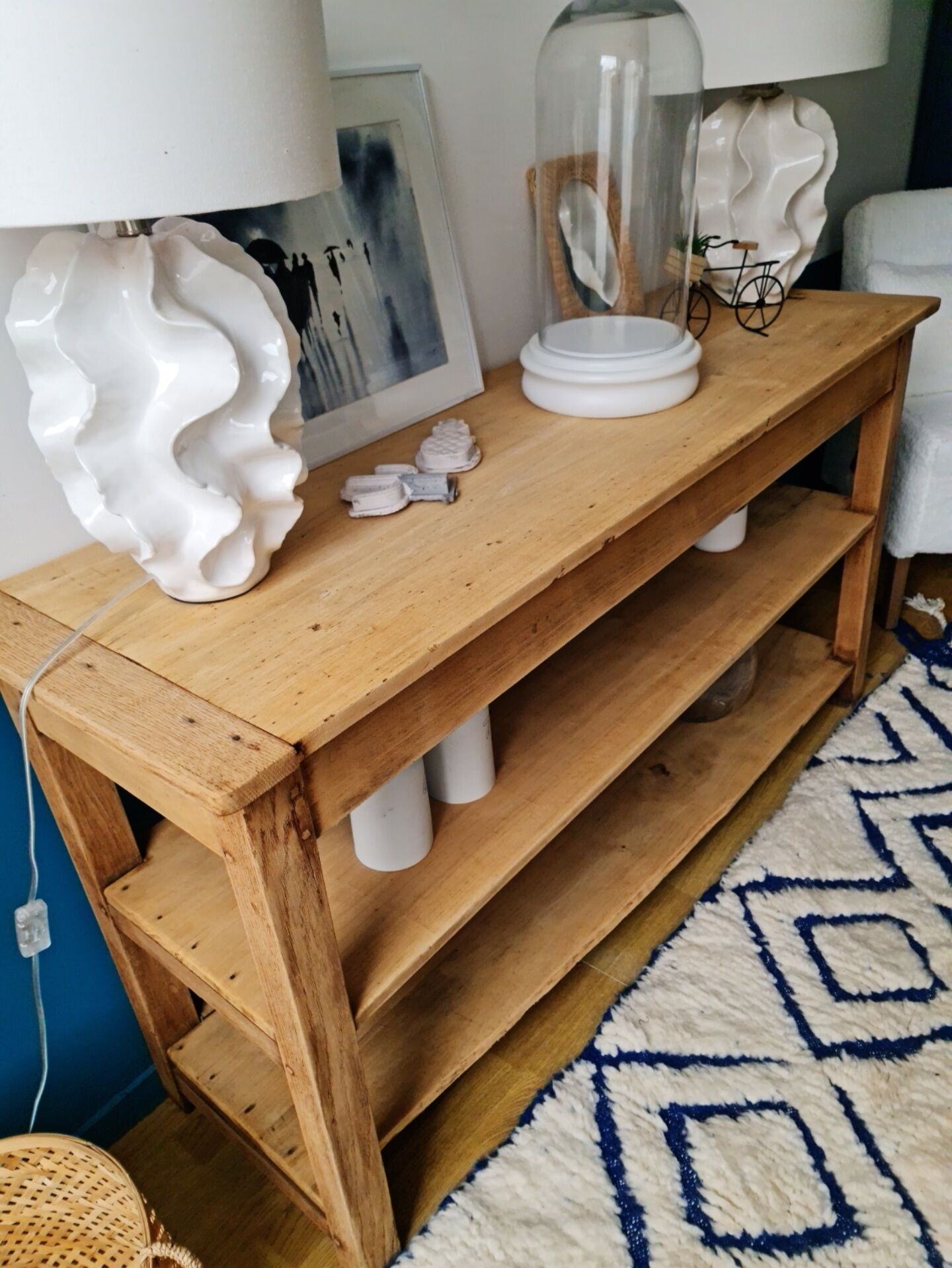 Draper's table in raw oak fully vitrified