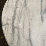 Table de bistrot marbre ovale et acier noire pétrole 4 couverts 140cm