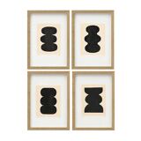 Collection of 4 black paintings on paper signed eawy.