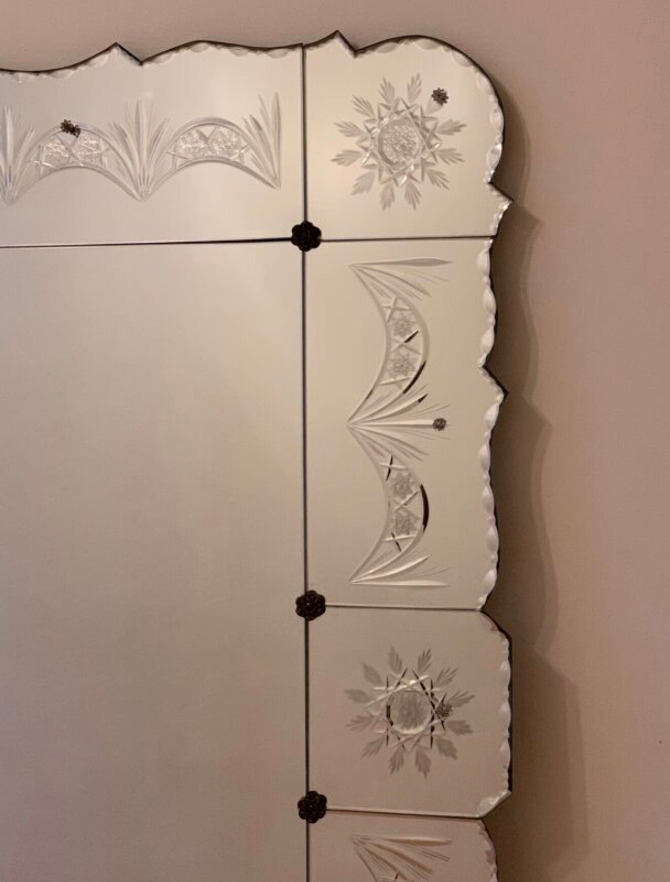 Large antique Art Deco Venetian mirror 203x100