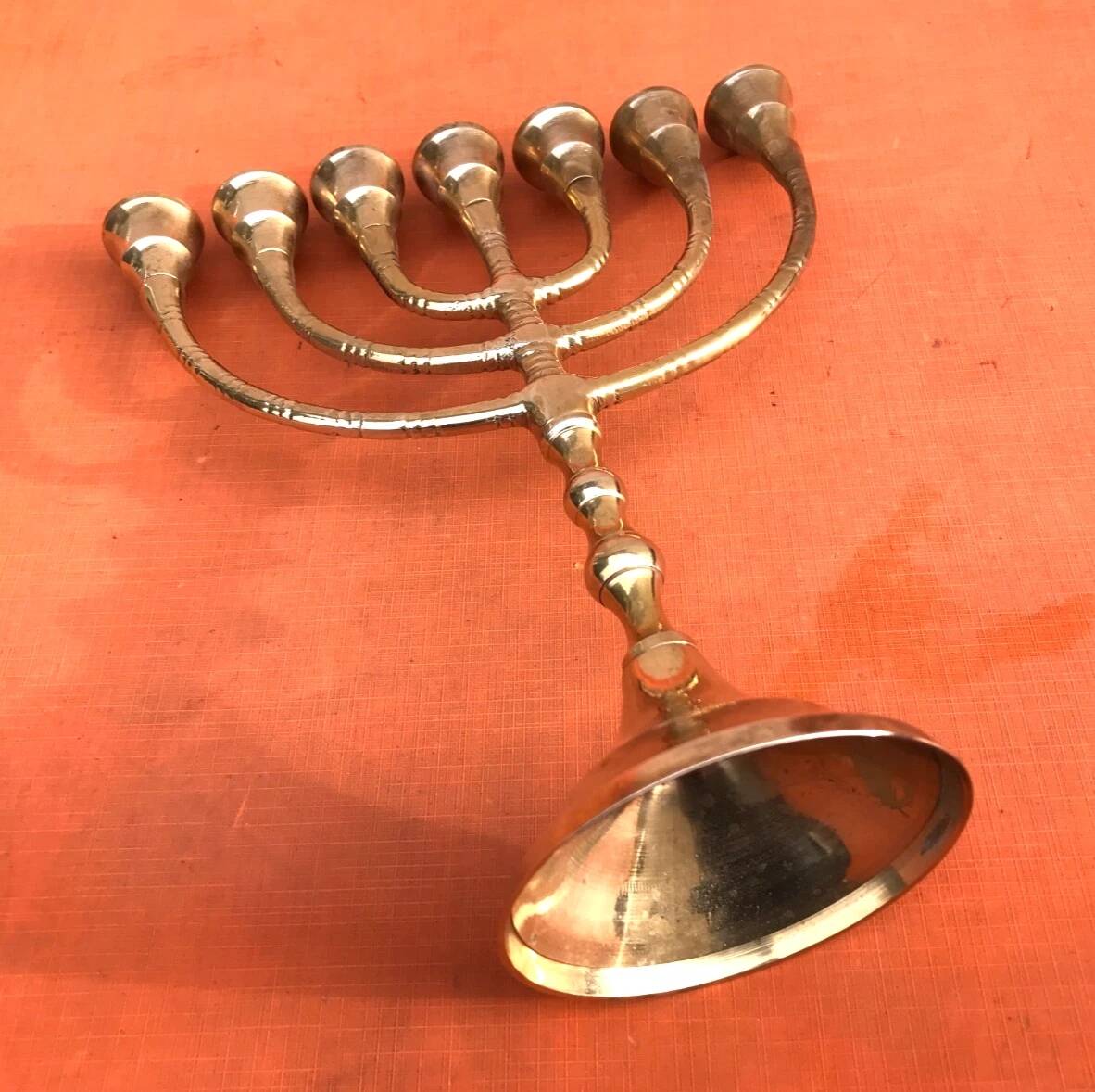 Menorah Chandelier 7 branches Polished Brass