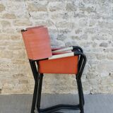 Pair of folding armchairs in metal and fabric 60s