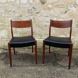 Vintage Scandinavian chairs in wood and leatherette restored