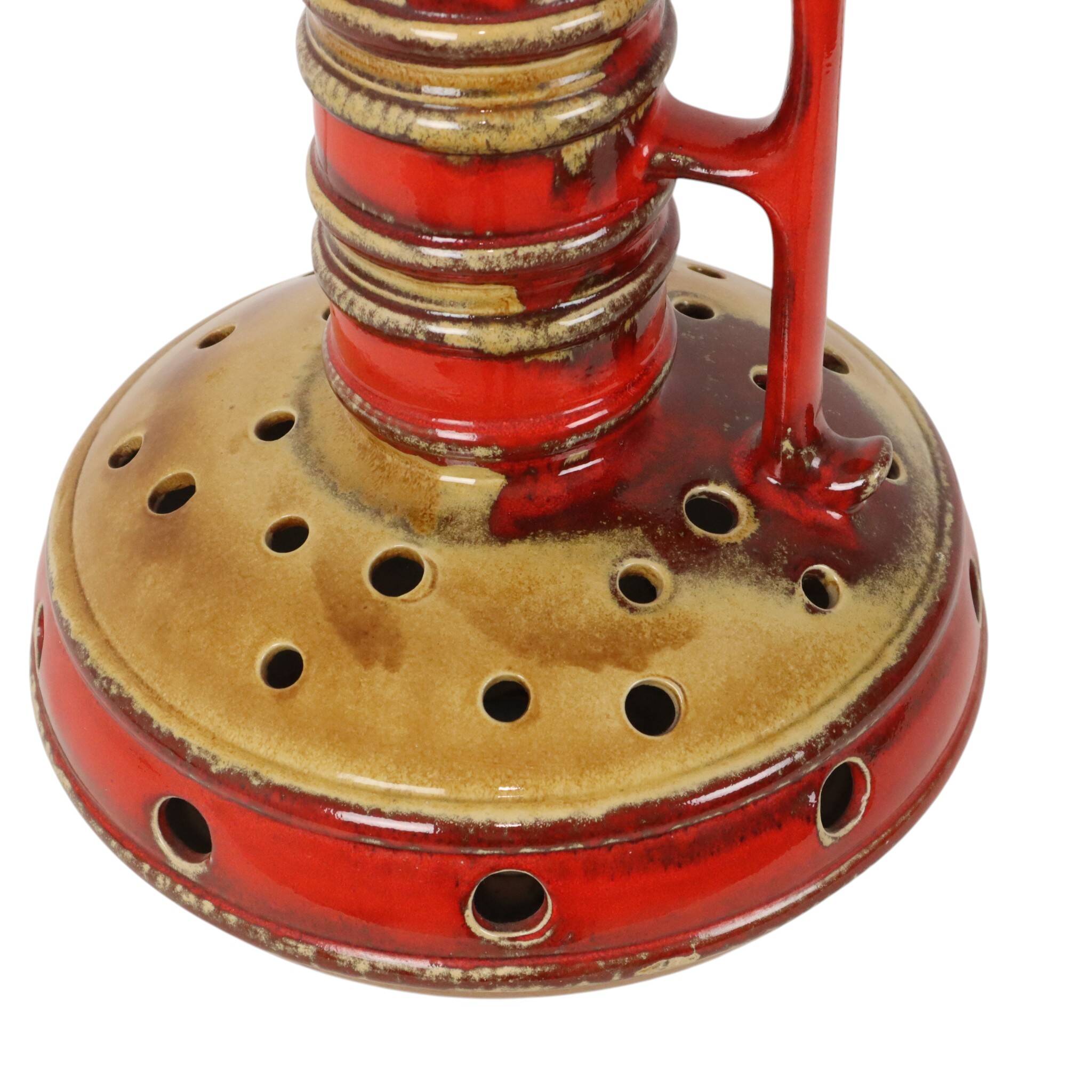 Large Red and Yellow Ceramic Lamp Base, Kil, Scandinavia, 51 cm