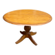 Round table in solid pine with a central baluster leg from 1980.
