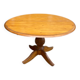 Round table in solid pine with a central baluster leg from 1980.