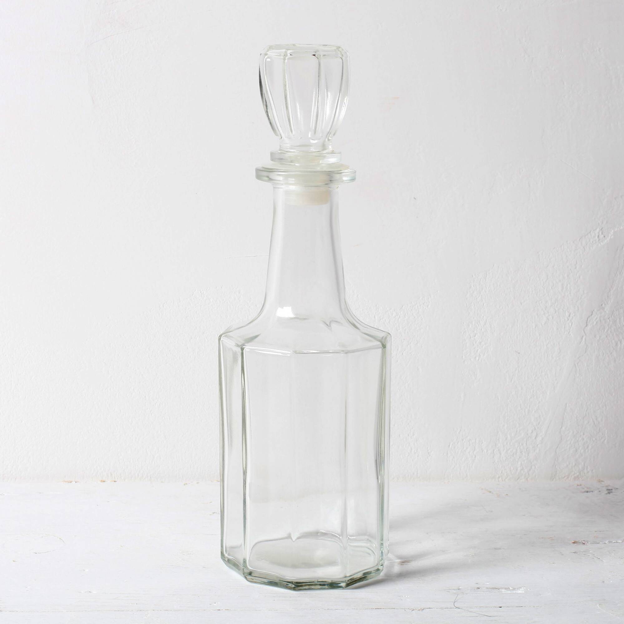 Vintage Italian Clear Glass Decanter / Marked “O.R. brevettato”