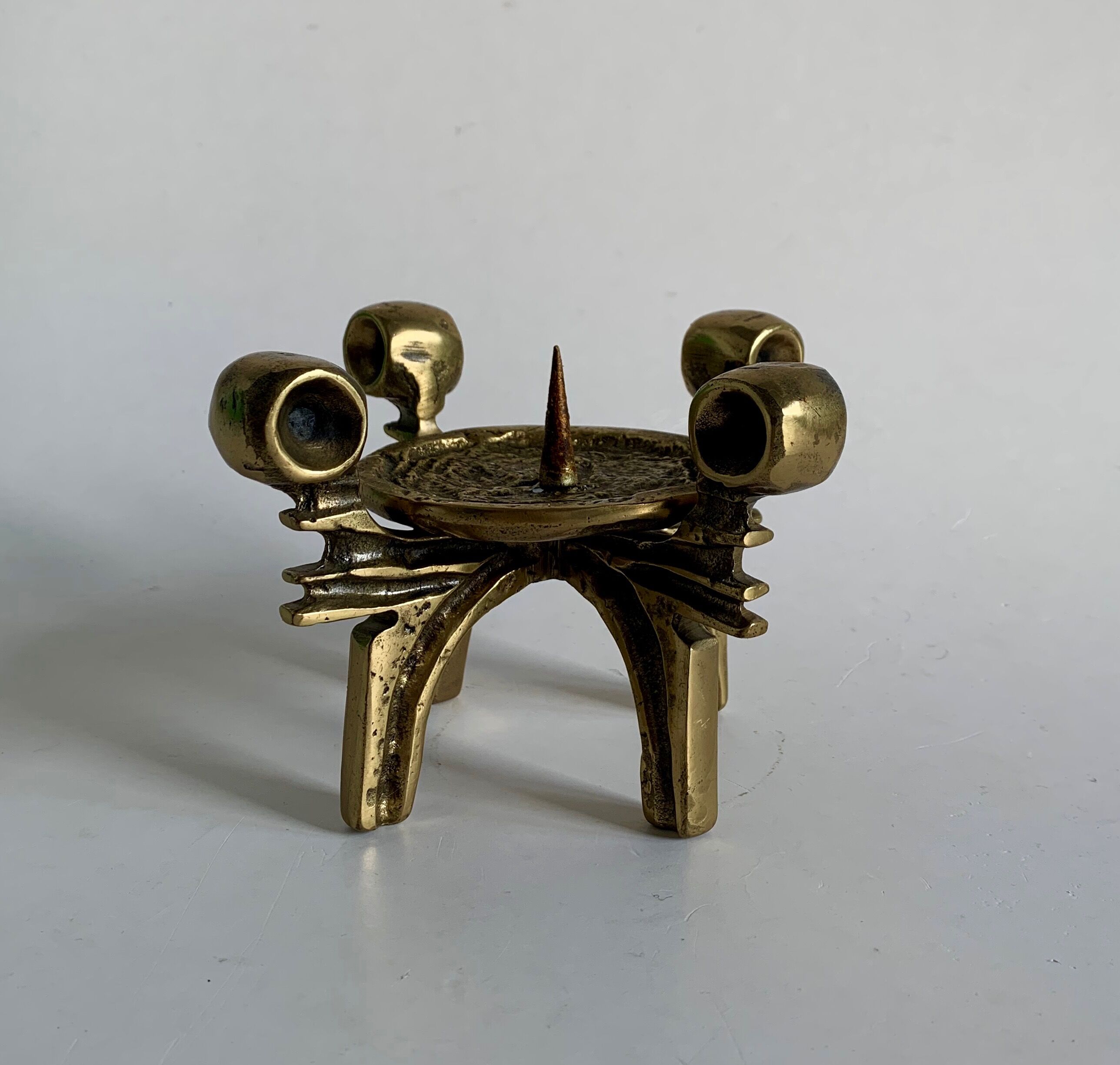 Brutalist Bronze Candle Holder, 1970s