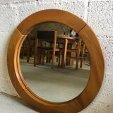 Round mirror in solid elm Maison Regain