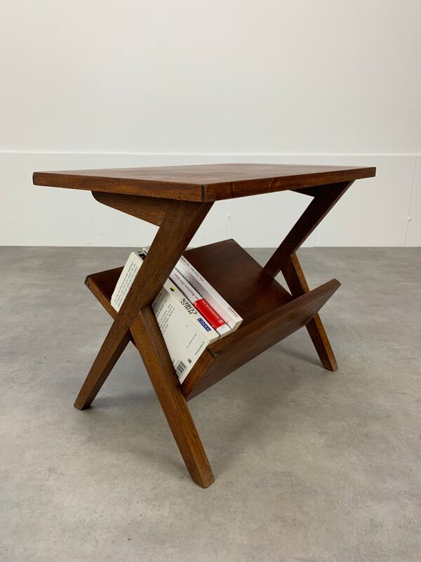 Table d'appoint pieds compas porte livre années 50