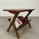 Table d'appoint pieds compas porte livre années 50
