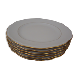6 Assiettes plates en porcelaine fine création A. Deshoulière