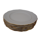 6 Assiettes plates en porcelaine fine création A. Deshoulière
