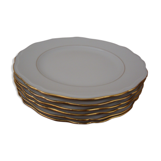 6 Assiettes plates en porcelaine fine création A. Deshoulière