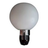 Wall lamp chrome and globe in frosted glass - 80s