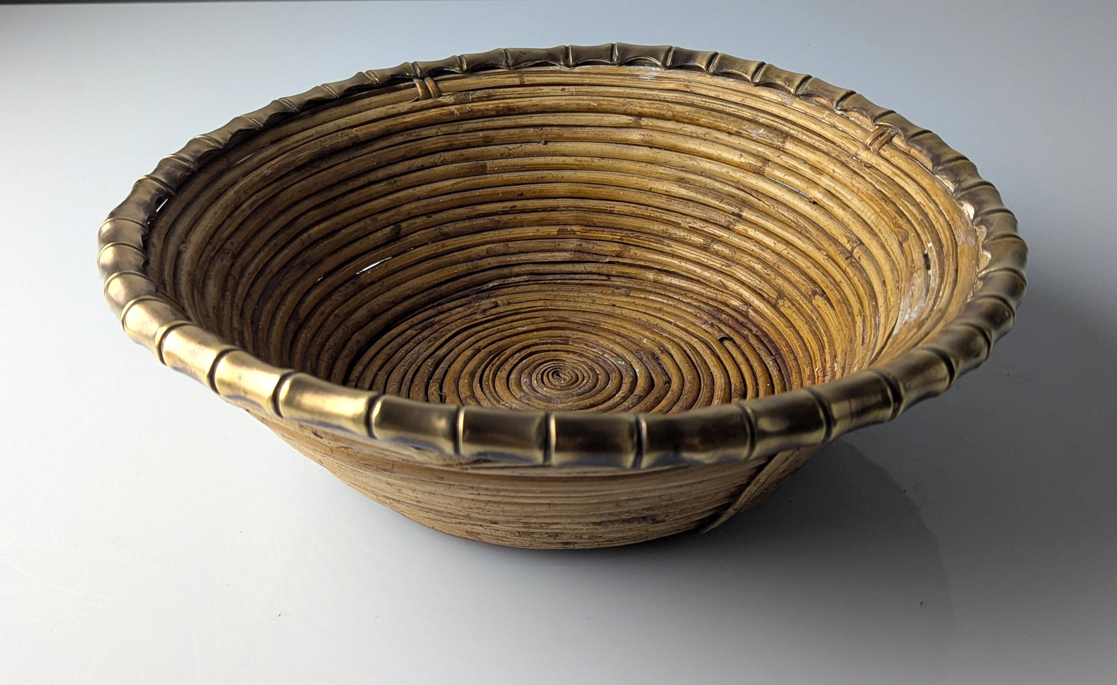 Rattan and brass centrepiece, Italy, 1970s