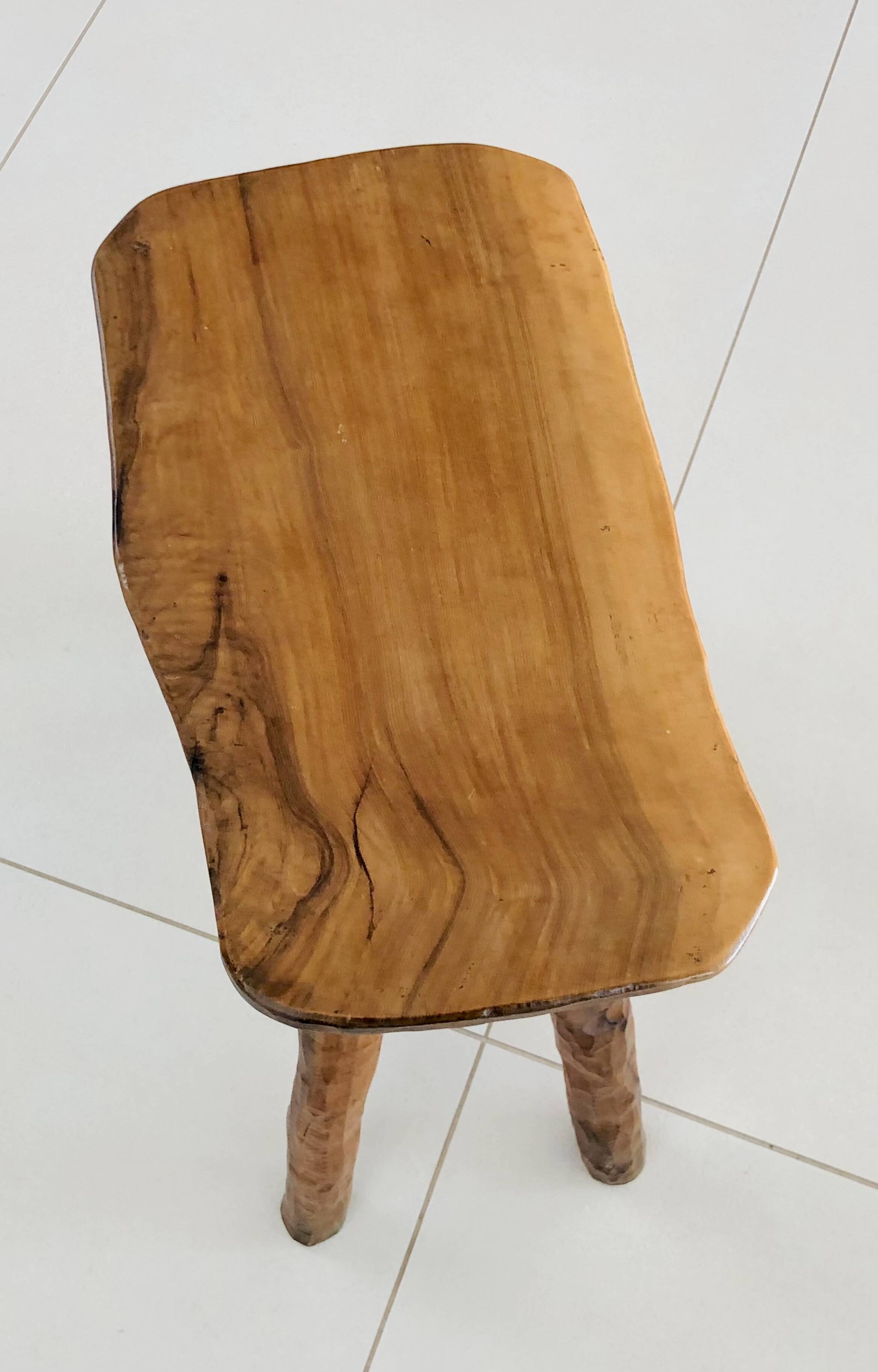 Olive wood stool, France 1970s