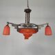 Art Deco pendant lamp with glass bowl and 3 chalices, 1930s