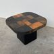 Vintage mosaic slate coffee table, stone tile coffee table, brutalist cocktail table