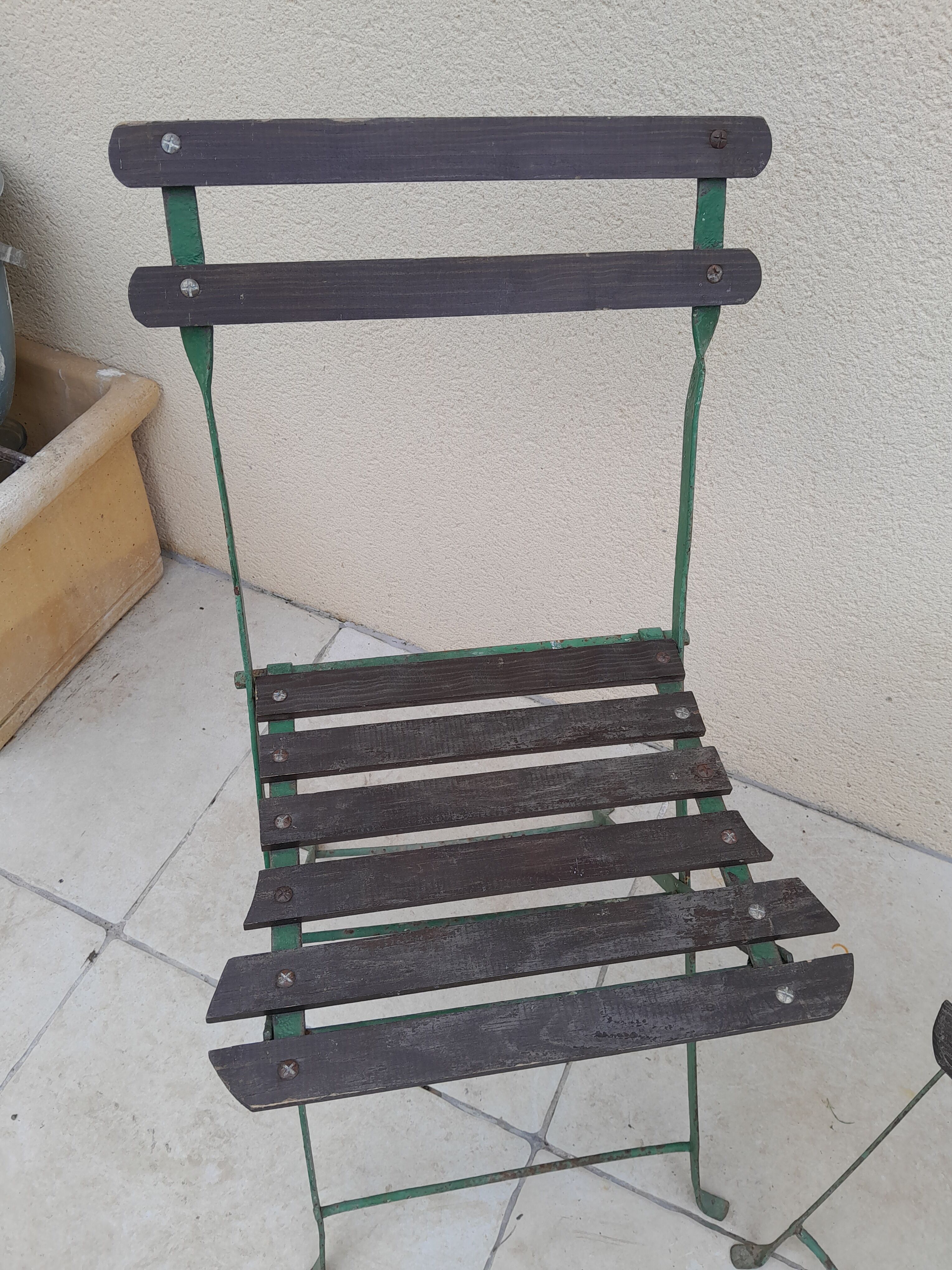 Paire de chaises de bistrot  jardin pliable ancienne