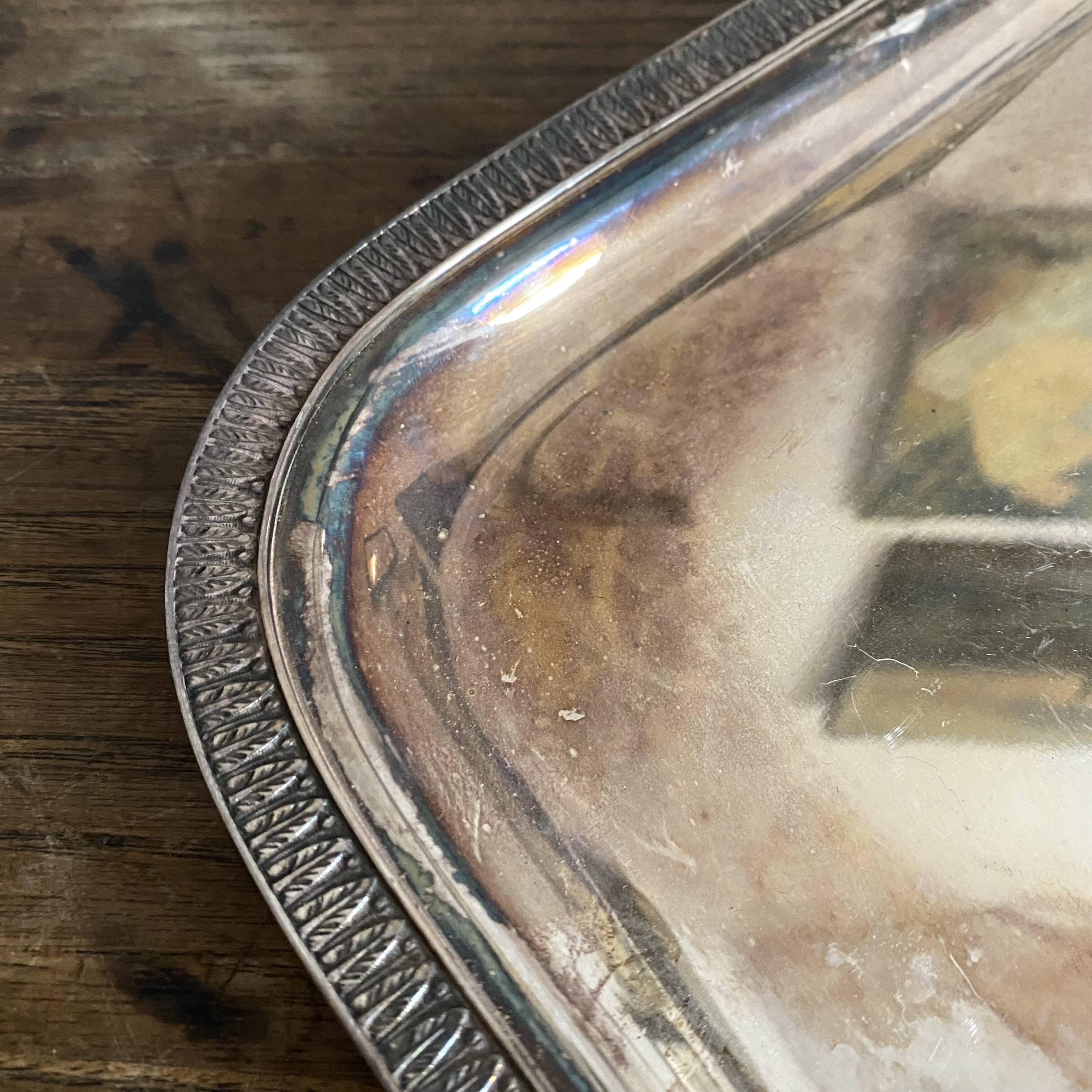 Silver-plated metal serving tray