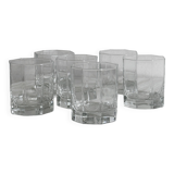 6 octagonal glass whiskey glasses