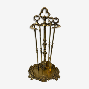Brass fireplace servant 3 utensils and support