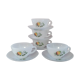 Series of 5 cups and under cups Arcopal summer fruit decoration