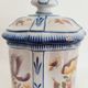 Earthenware box decoration of flowers Faience factory of Charolles