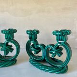 Pair of Vallauris candlesticks in woven ceramic