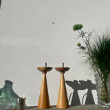 Pair of Scandinavian wooden lamps, 1980s