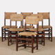 Set of 6 oak rush chairs, French work, 1950.
