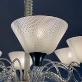 Venetian chandelier in murano glass circa 1940 vetro a reticello