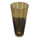 Bayadere patterned vase in glass, transparent and vintage ochre