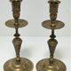 Pair of candle holders patinated bronze floral decoration early twentieth century