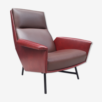 Fauteuil vintage cuir rouge