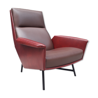 Fauteuil vintage cuir rouge