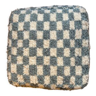 Berber pouf with gray checkerboard