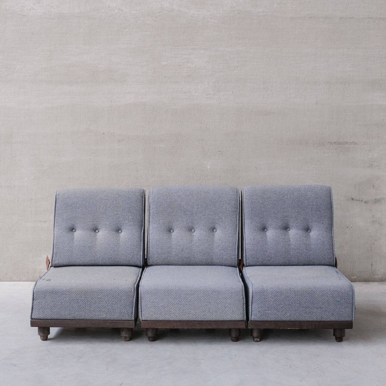 Guillerme et Chambron oak mid-century modular sofa