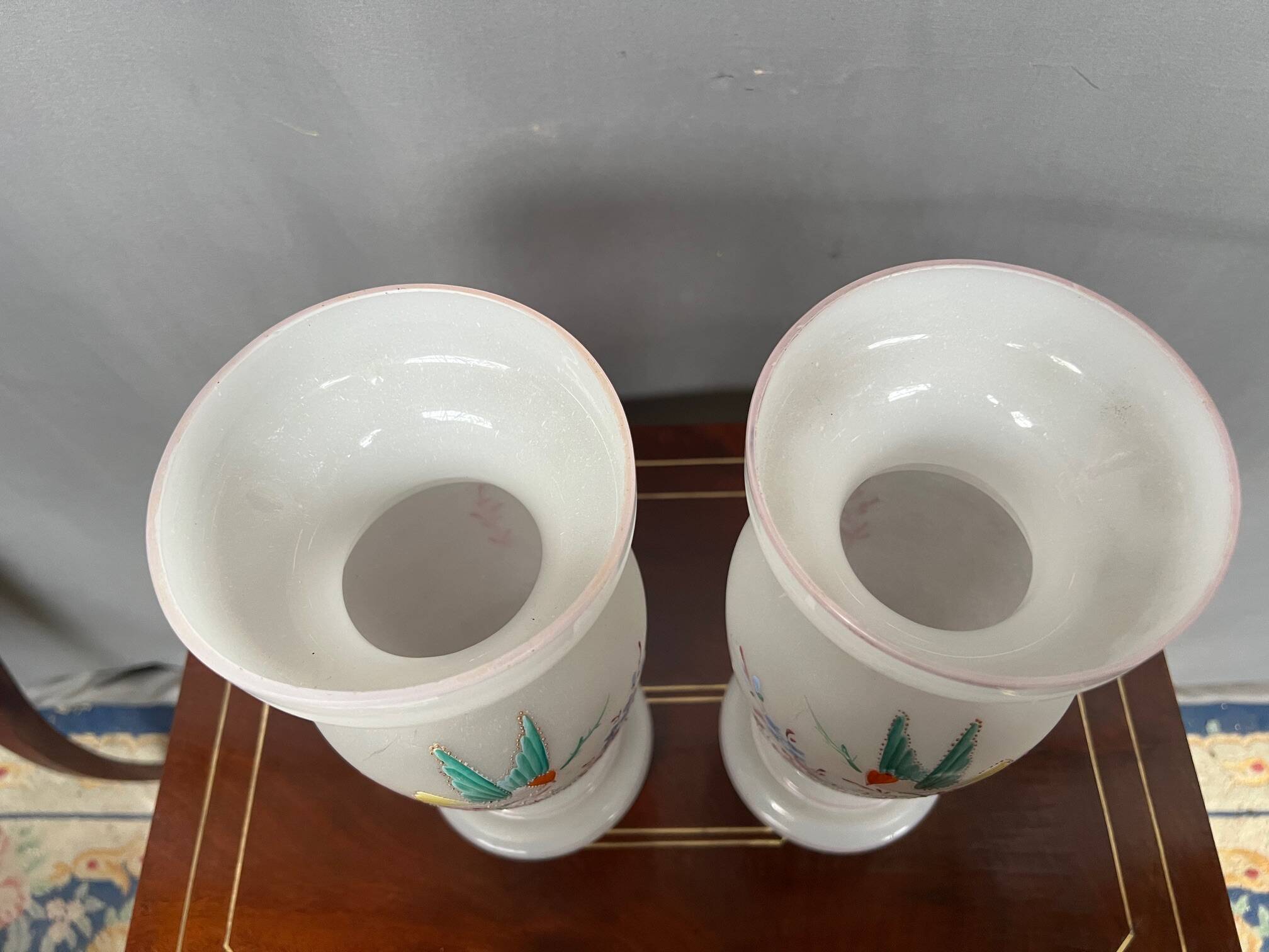 Pair of opaline glass vases.