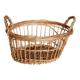 Round openwork wicker storage basket with braided handles