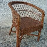 Children's basket chair in vintage braided wicker