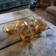 amber glass bowls – organic triangular shape – 1970s