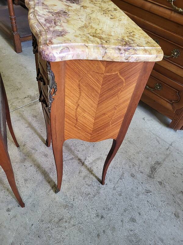 Pair of rosewood bedside tables with marble top n° 2