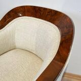 Biedermeier Bergege Chair in Walnut & Creme Velvet, Austria, 1840s