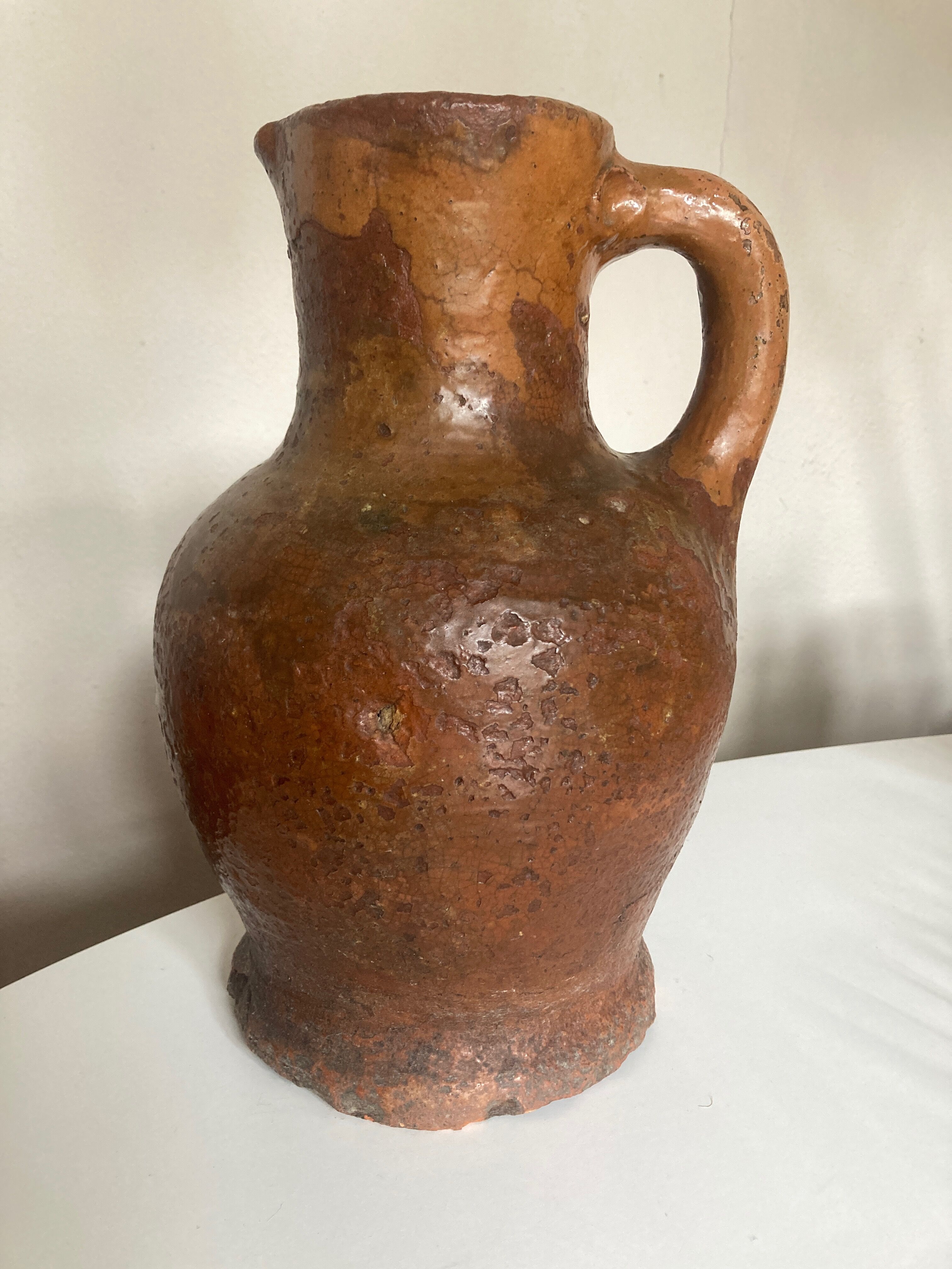 Farm pitcher late 19th in terracotta folk arts XXXL