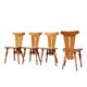 Set 4 Brutalist sculptural vintage oak cafe dining chair 1960s