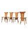 Set 4 Brutalist sculptural vintage oak cafe dining chair 1960s