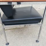 Vintage leather and teak armchair