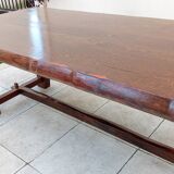 Vintage Scandinavian Brutalist Elm Farmhouse Table